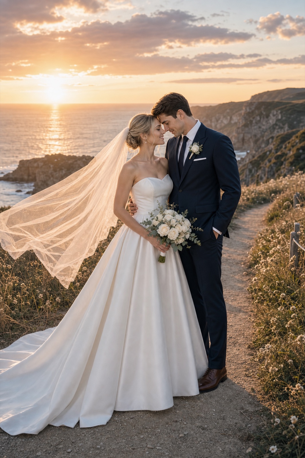 How to Create Beach Wedding Photos from Regular Couple Photos? wedding inspiration image with a clear couple subject