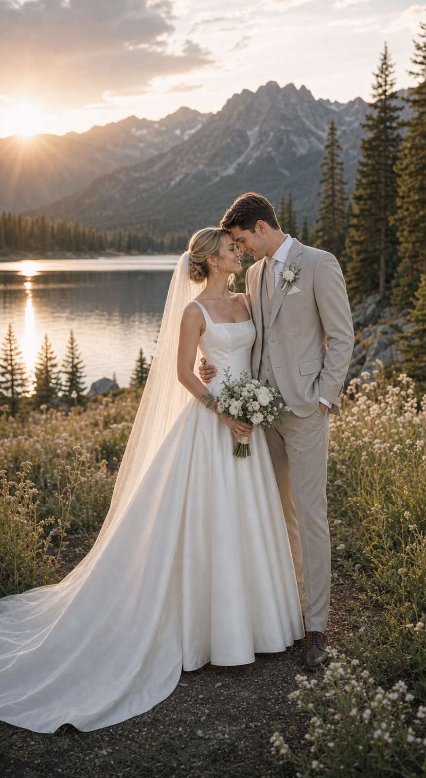 Tropical paradise destination wedding couple