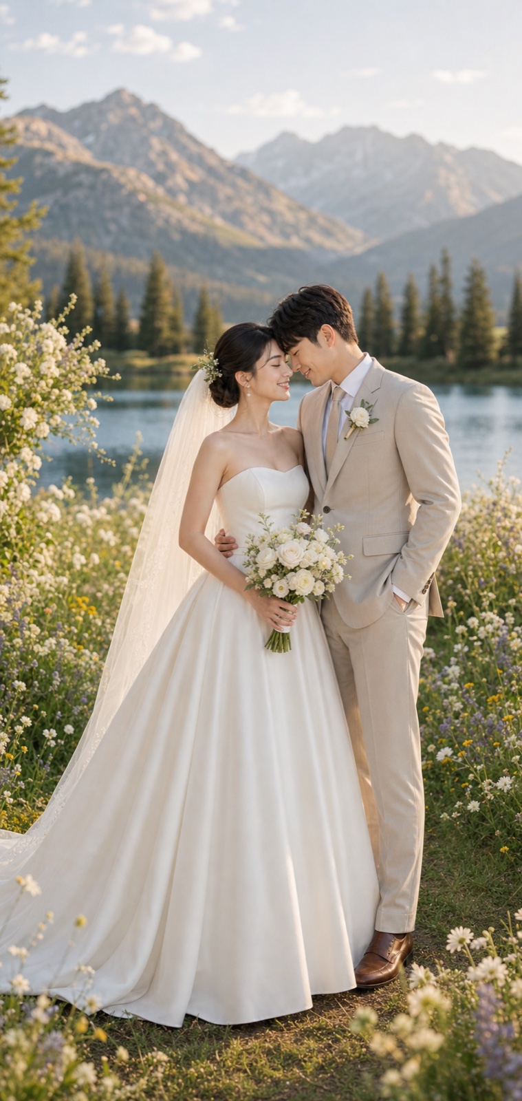 Text-friendly save-the-date image with visible wedding couple for FondPix