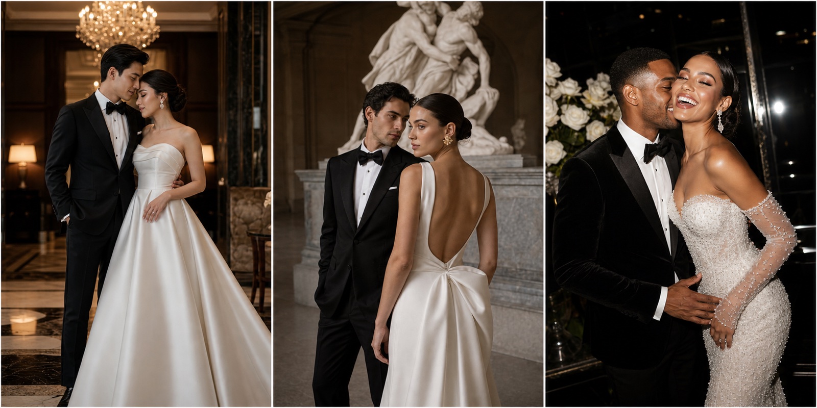 Editorial pre-wedding couple portrait