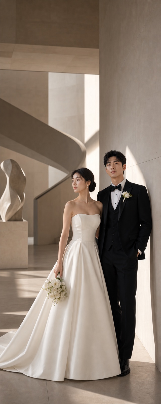 Editorial wedding website hero portrait