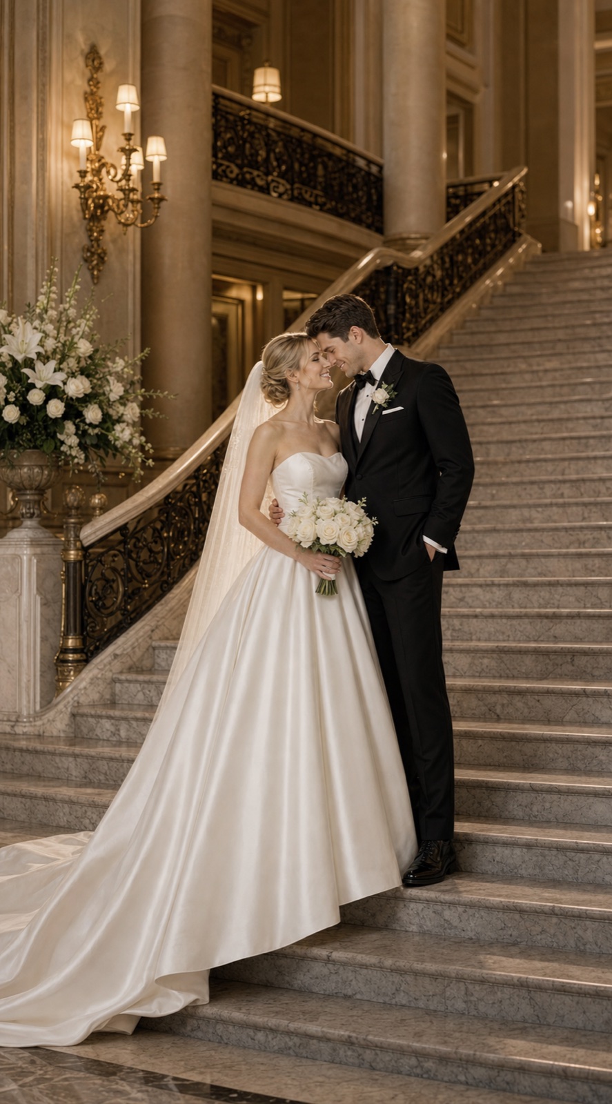 Can AI Wedding Photos Be Used for Social Announcements? wedding inspiration image with a clear couple subject