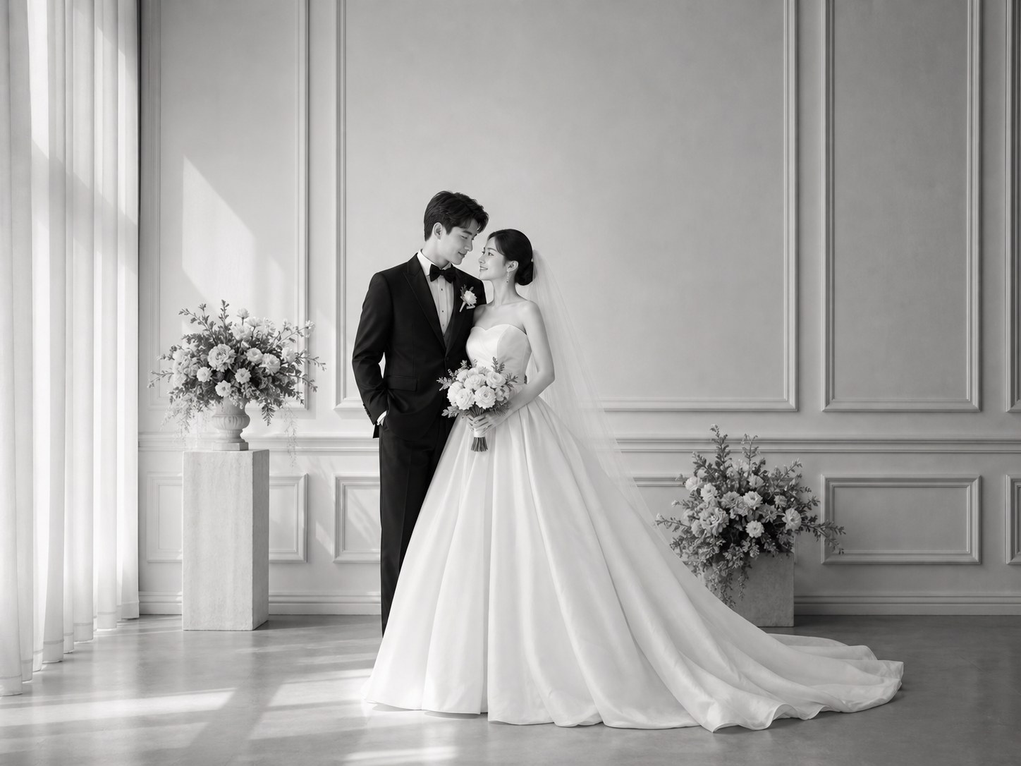 Black and White Wedding Photos vs Color Wedding Photos wedding inspiration image with a clear couple subject