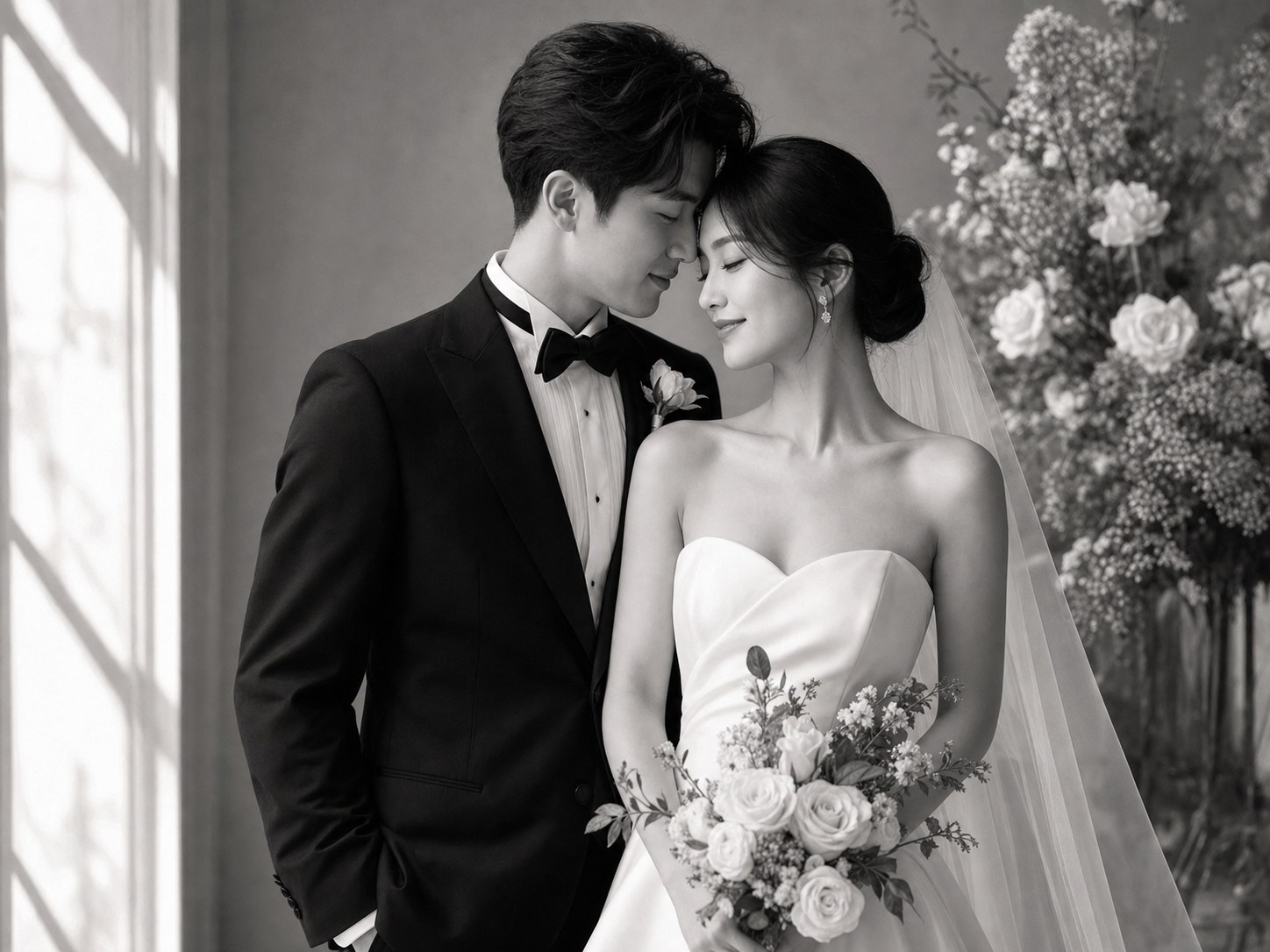 AI Black and White Wedding Photo Generator: Create Useful Wedding Visuals wedding inspiration image with a clear couple subject