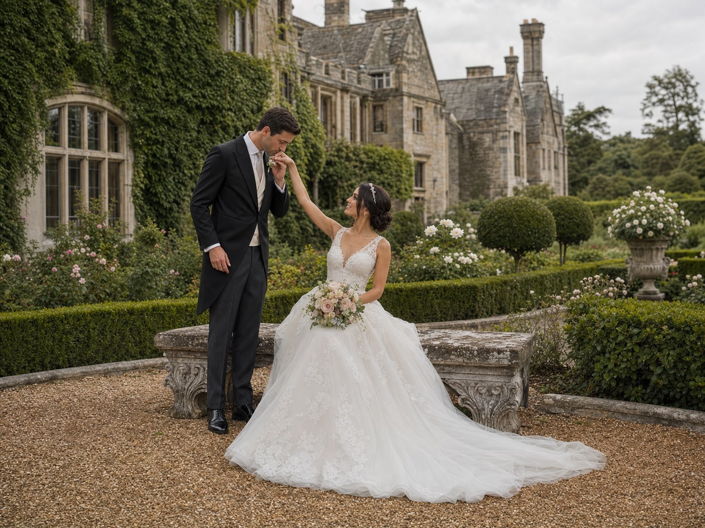 Destination wedding portrait with visible wedding couple for FondPix