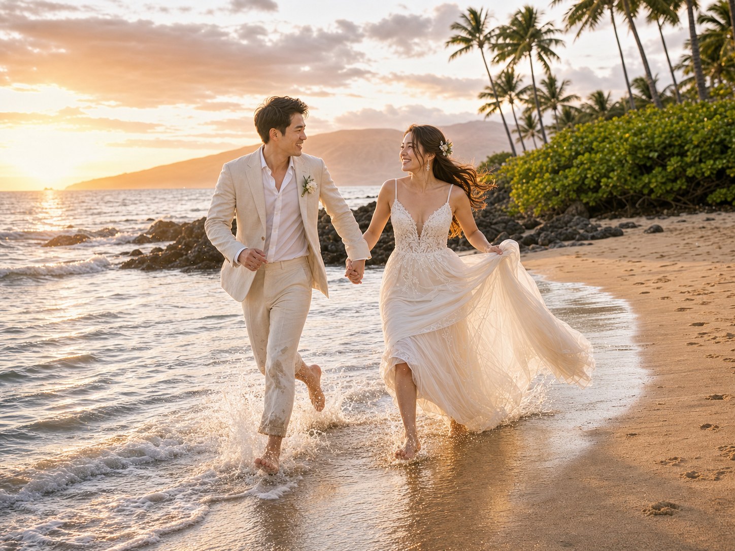 AI Hawaii Wedding Photo Generator: Create Useful Wedding Visuals wedding inspiration image with a clear couple subject