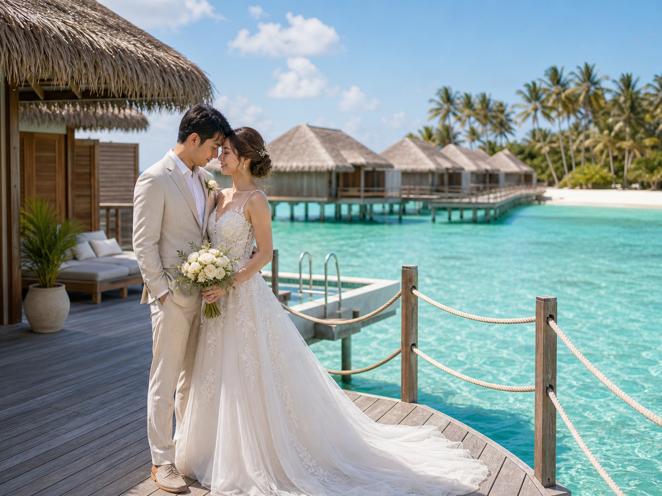 AI Maldives Wedding Photo Generator: Create Useful Wedding Visuals wedding inspiration image with a clear couple subject