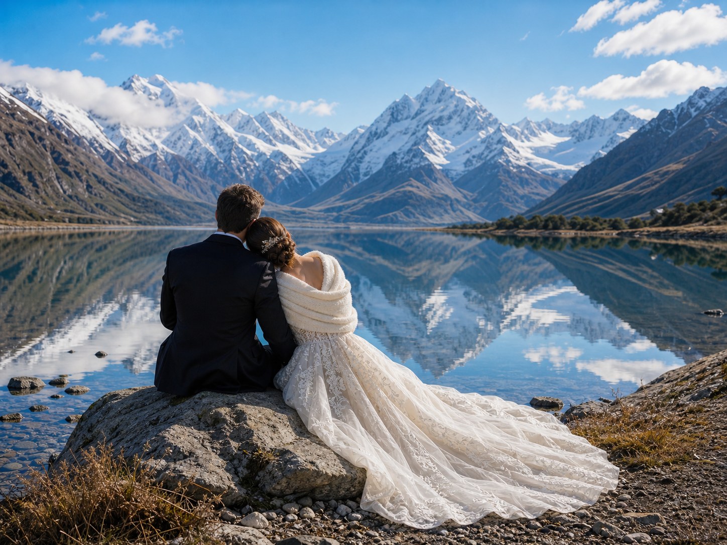 AI New Zealand Wedding Photo Generator: Create Useful Wedding Visuals wedding inspiration image with a clear couple subject