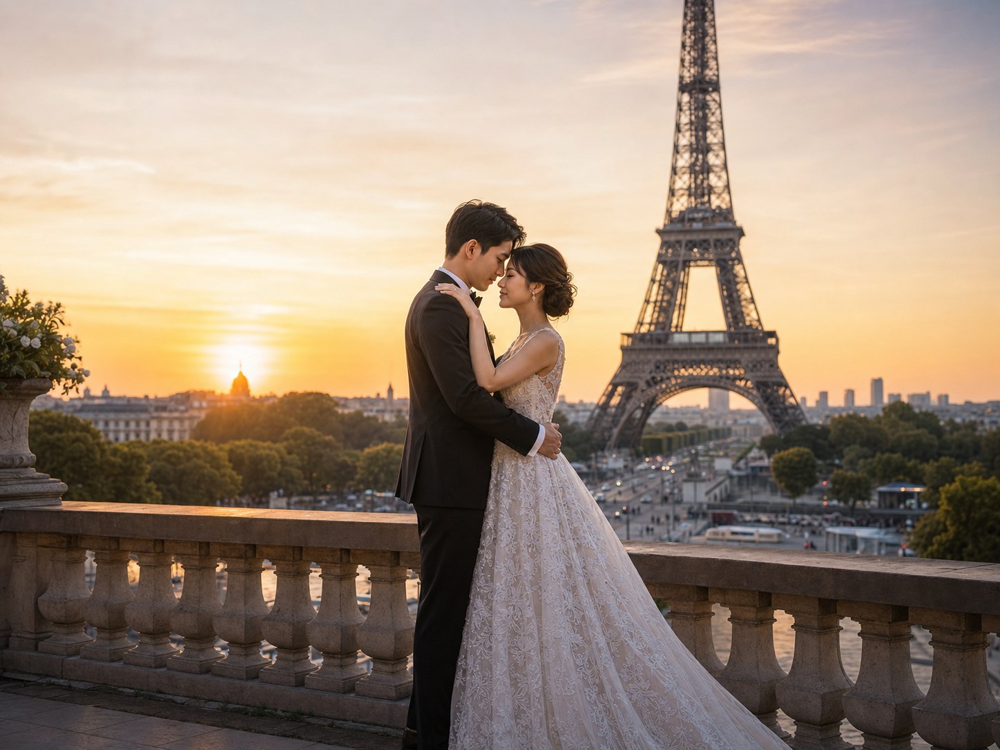 How to Create Paris Wedding Photos Without Traveling to Paris? wedding inspiration image with a clear couple subject