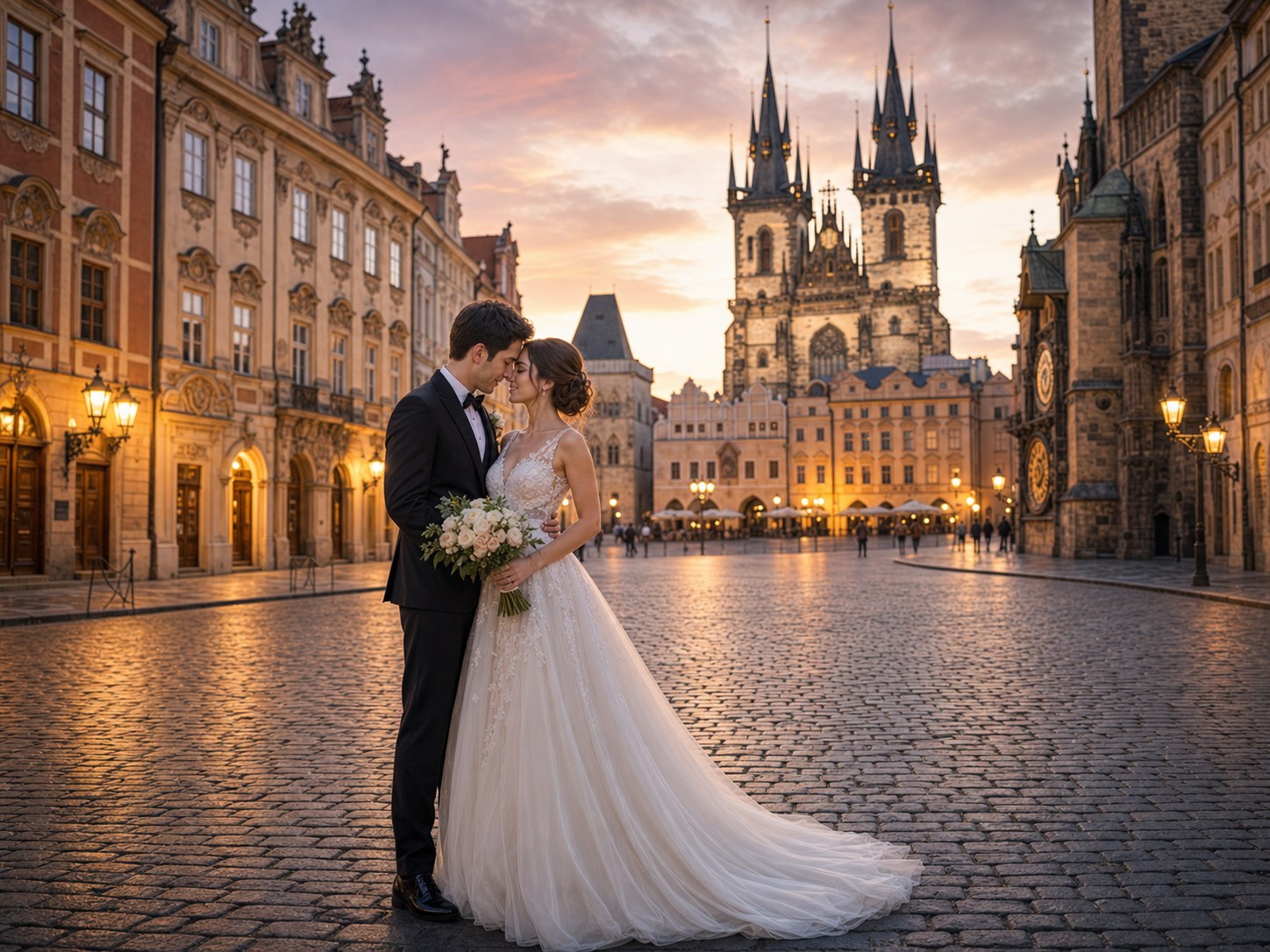 Travel-inspired invitation image with visible wedding couple for FondPix