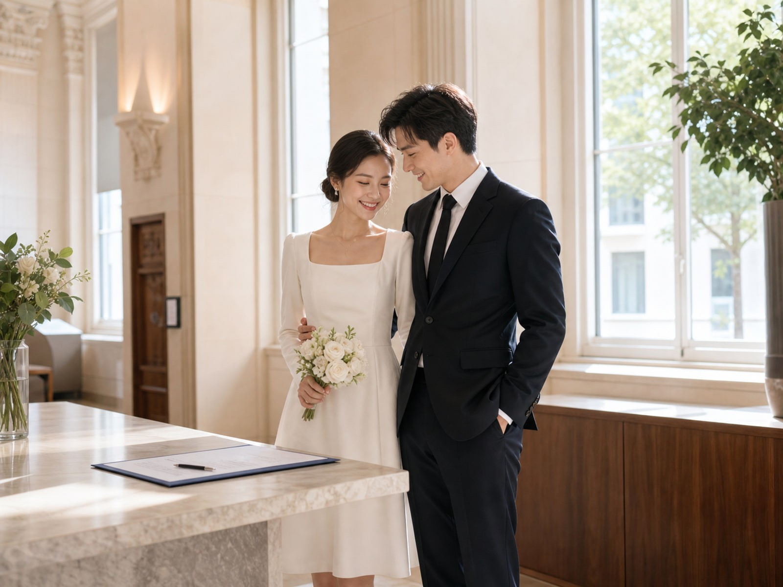 Intimate civil registration wedding portrait