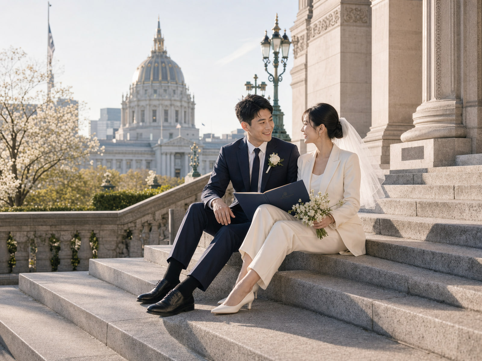 How to Create Courthouse Wedding Photos Before the Ceremony? wedding inspiration image with a clear couple subject