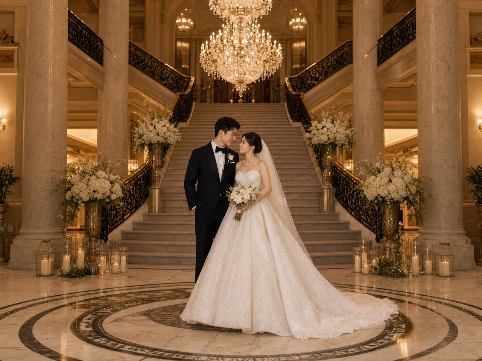 Can AI Wedding Photos Be Used for Thank You Cards? wedding inspiration image with a clear couple subject