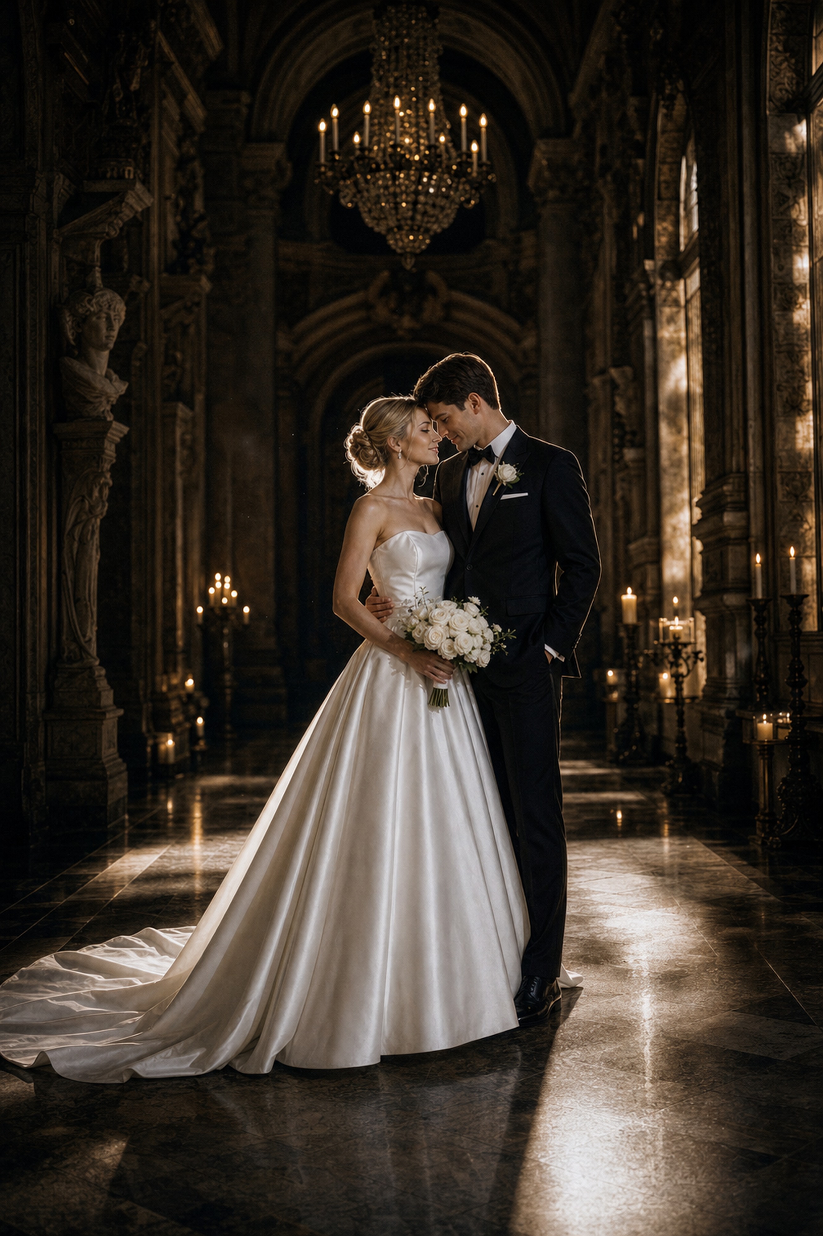 Invitation cover portrait with visible wedding couple for FondPix