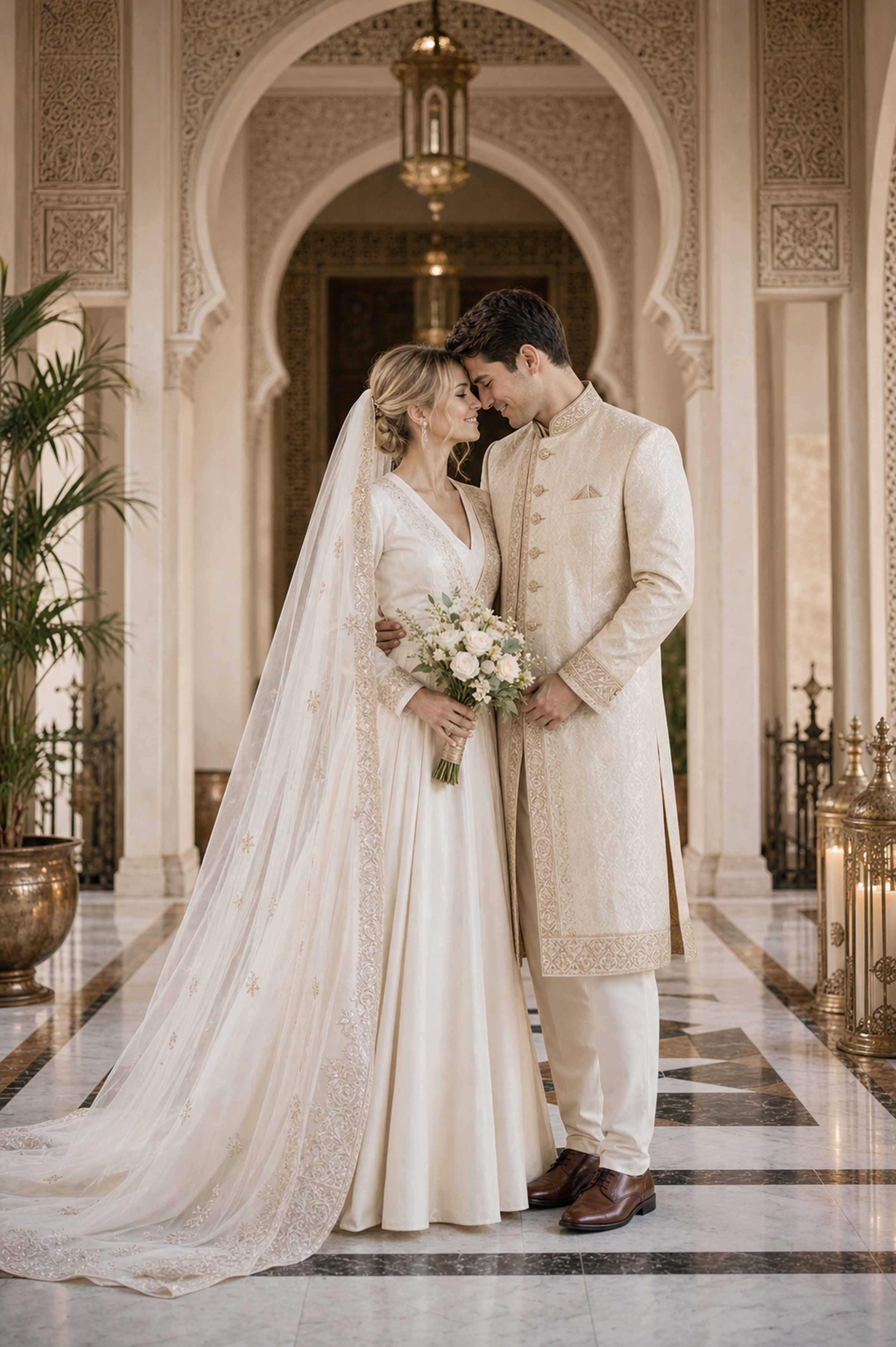 Elegant website hero photo with visible wedding couple for FondPix